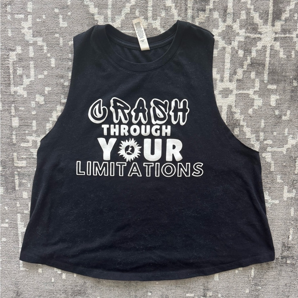 Bella Canvas Black Crop Muscle Tee with White Motivational Graphic